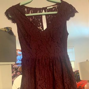 Maroon Kimchi Blue (UO) Open Back Lace Aline dress